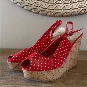 Woman’s Red & White Polka Dot Wedges
